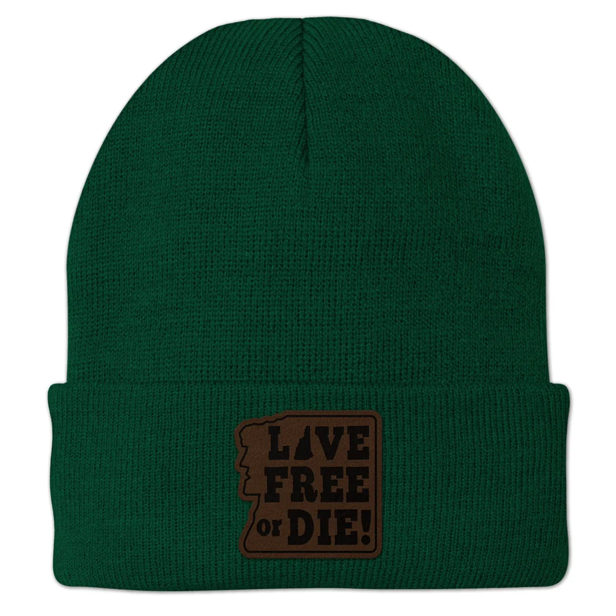 Live Free or Die Leather Patch Cuff Knit