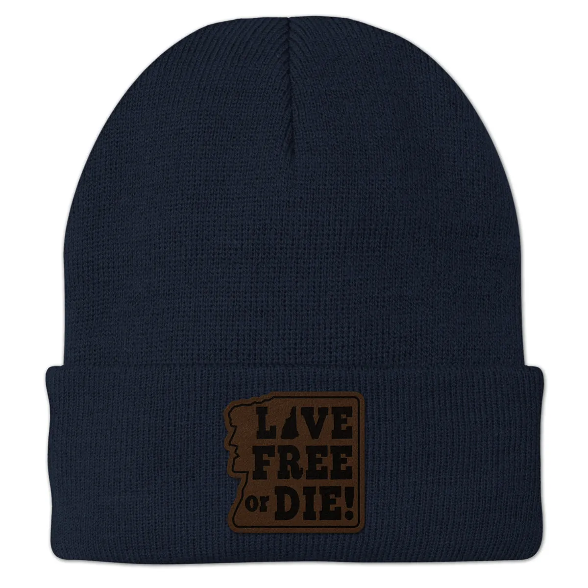 Live Free or Die Leather Patch Cuff Knit