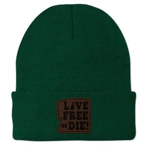 Live Free or Die Leather Patch Cuff Knit