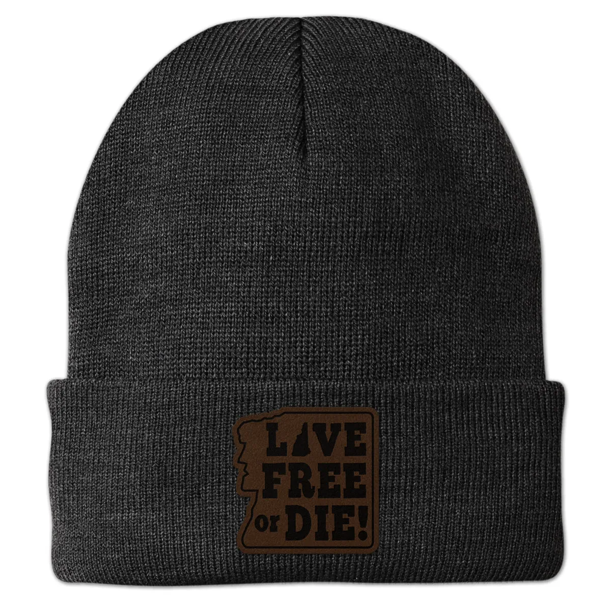 Live Free or Die Leather Patch Cuff Knit