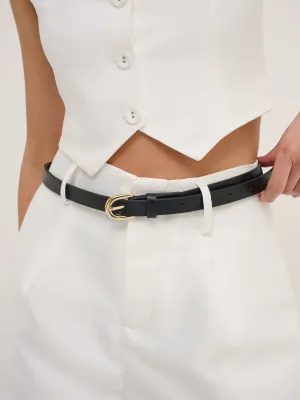 Lomance Skinny Belt in Black/Gold