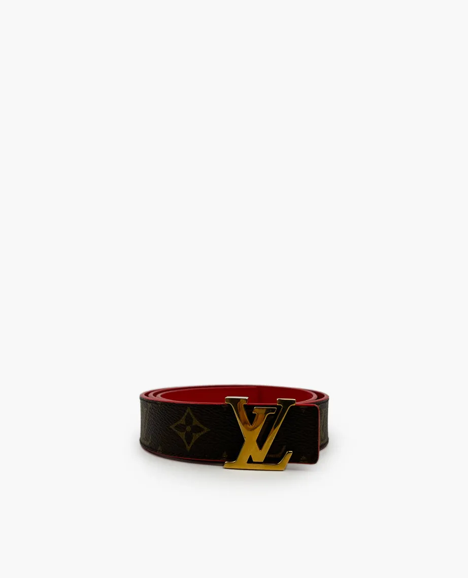 Louis Vuitton Initials 30 MM Reversible belt Red and Monogram Canvas