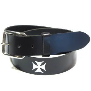 M237W   1 1/2" Belt- White Iron Cross