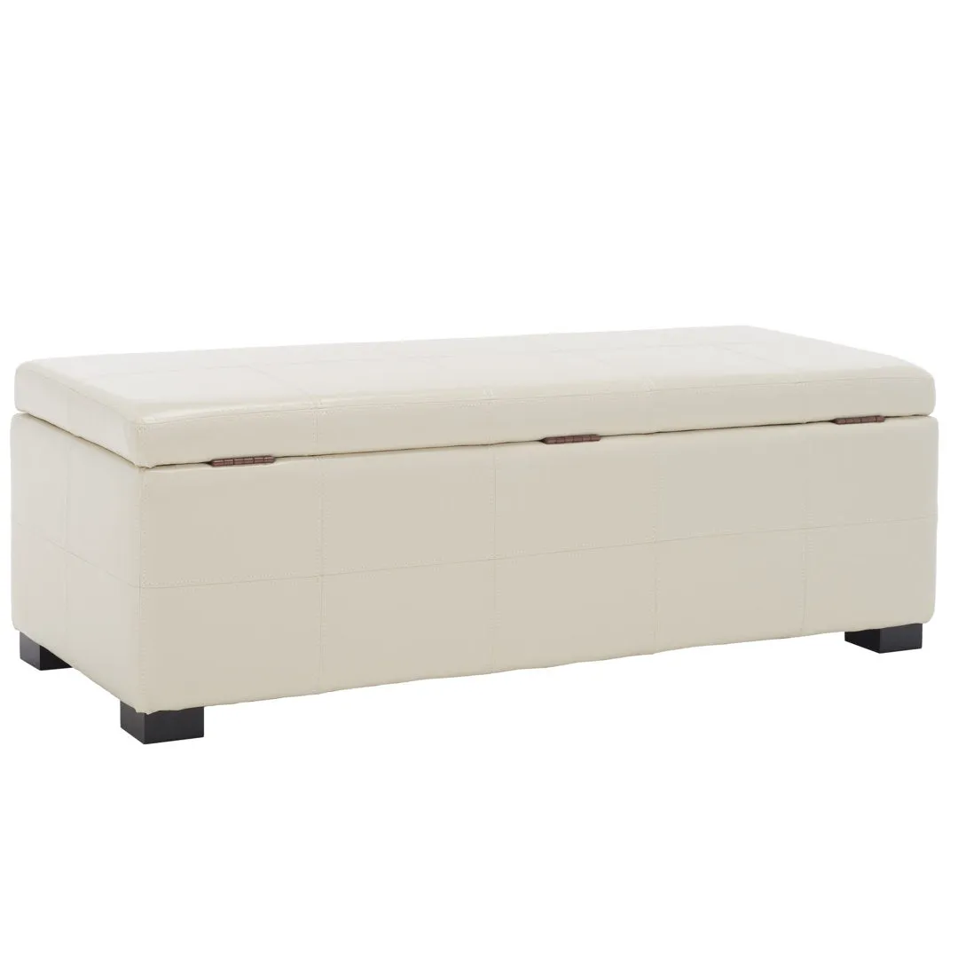 Maiden Upholstered Flip Top Storage Bench Latitude Run® Color: Flat Cream Faux Leather
