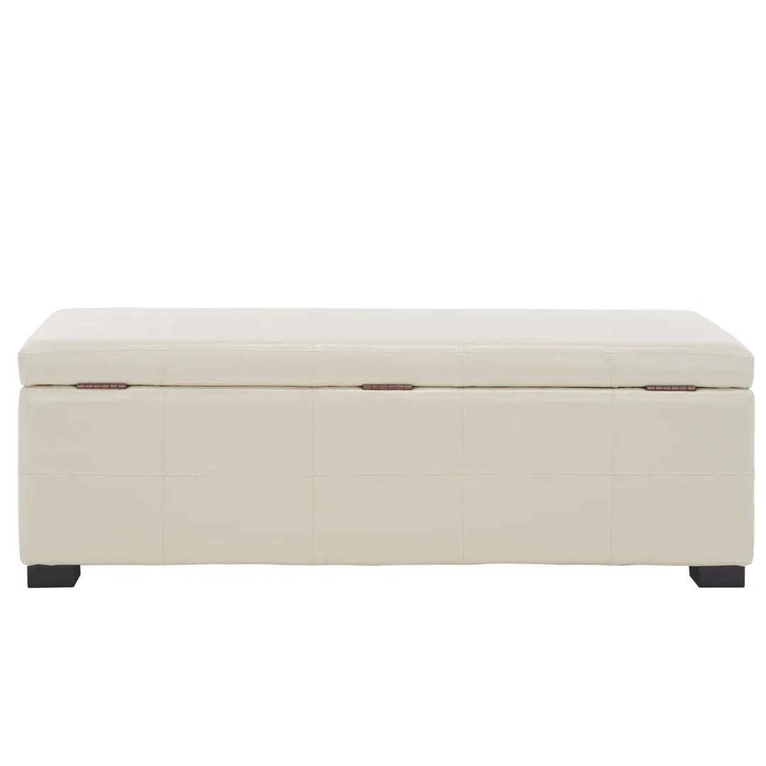 Maiden Upholstered Flip Top Storage Bench Latitude Run® Color: Flat Cream Faux Leather