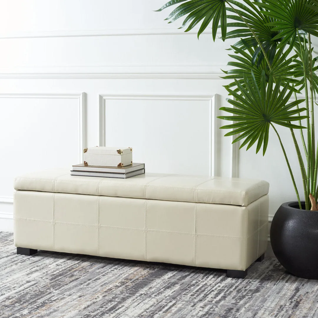 Maiden Upholstered Flip Top Storage Bench Latitude Run® Color: Flat Cream Faux Leather