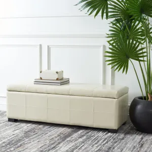 Maiden Upholstered Flip Top Storage Bench Latitude Run® Color: Flat Cream Faux Leather