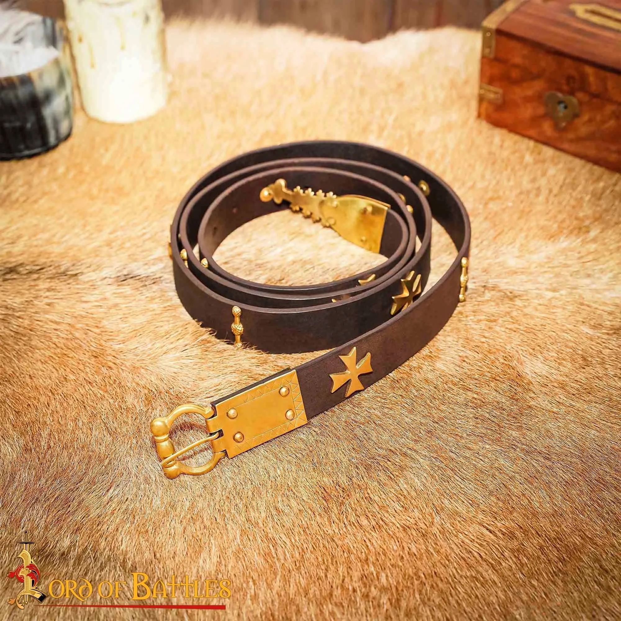 Maltese Cross Medieval Leather Belt