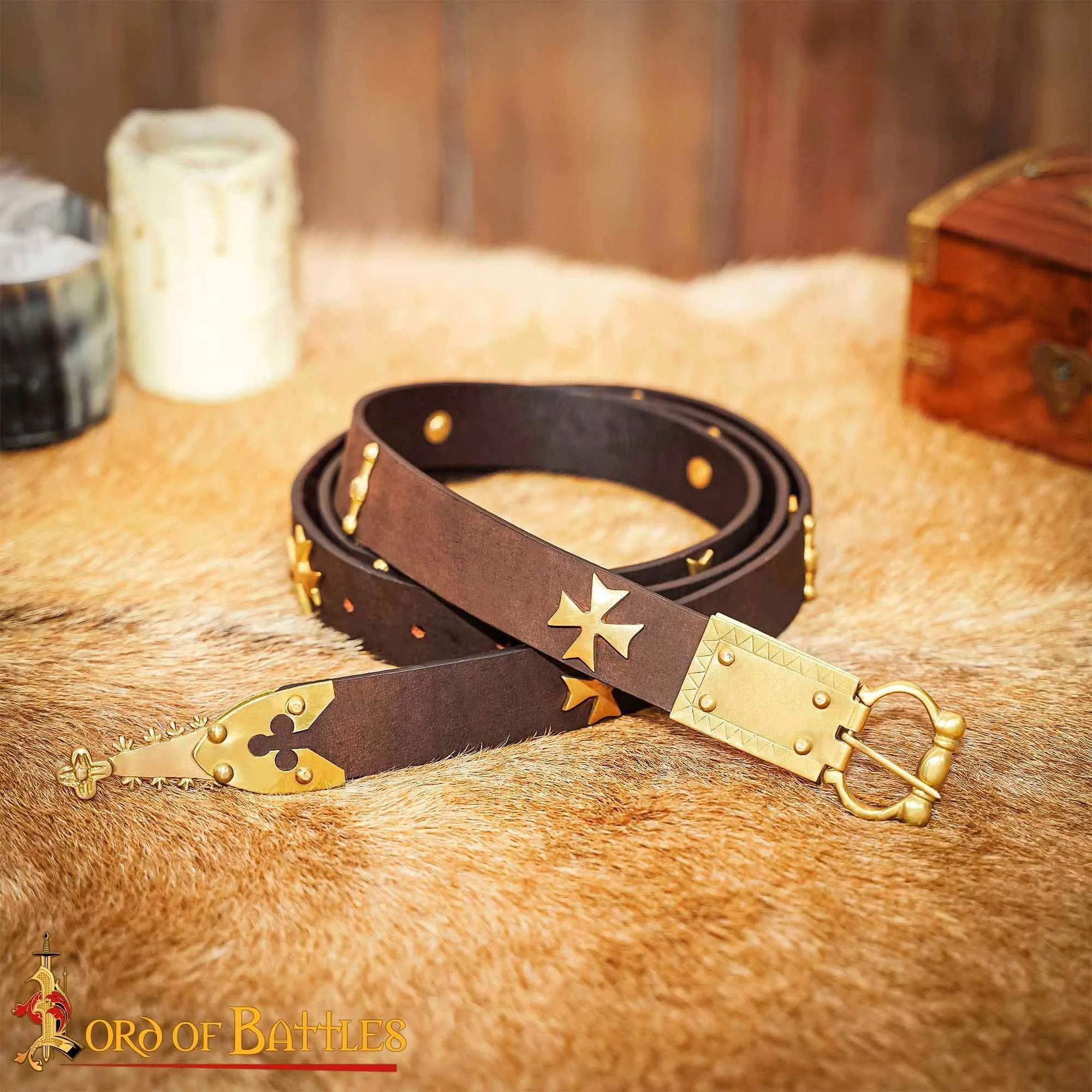 Maltese Cross Medieval Leather Belt