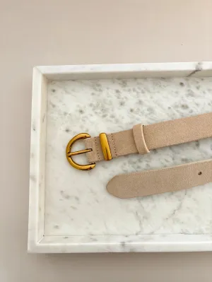 MARLENE SUEDE BUCKLE BELT - STONE