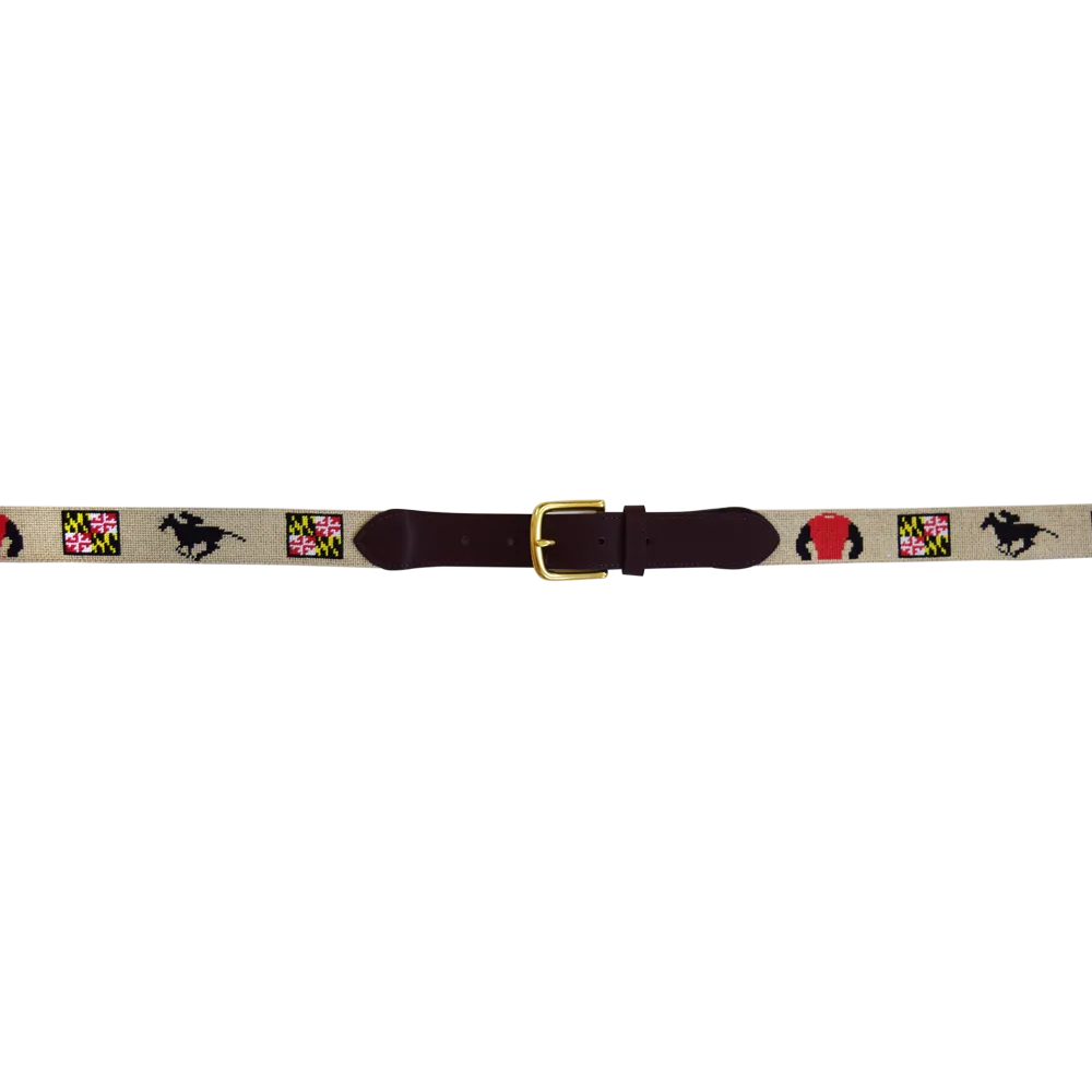 Maryland horse Jockey Needlepoint Belt