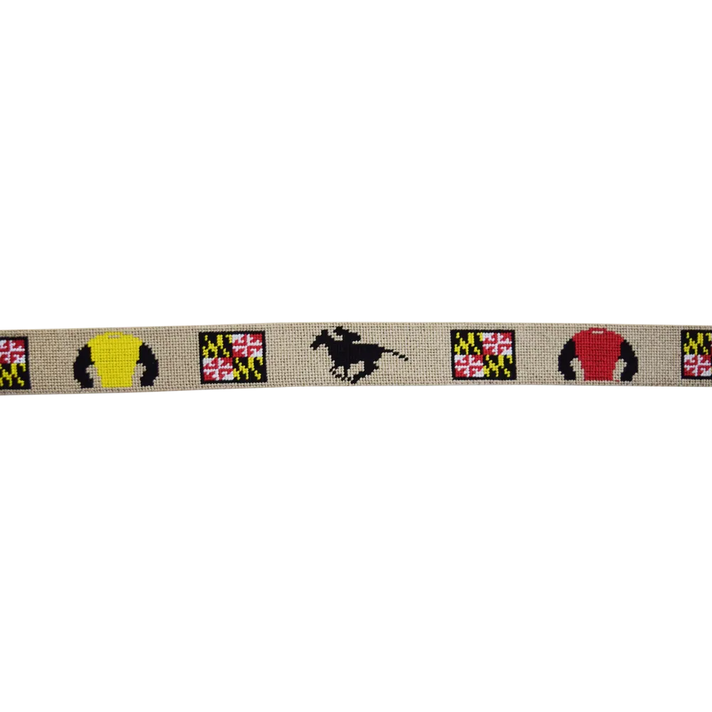 Maryland horse Jockey Needlepoint Belt