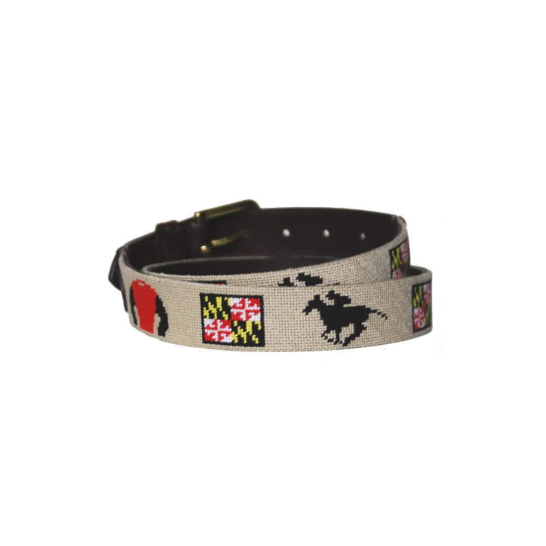 Maryland horse Jockey Needlepoint Belt