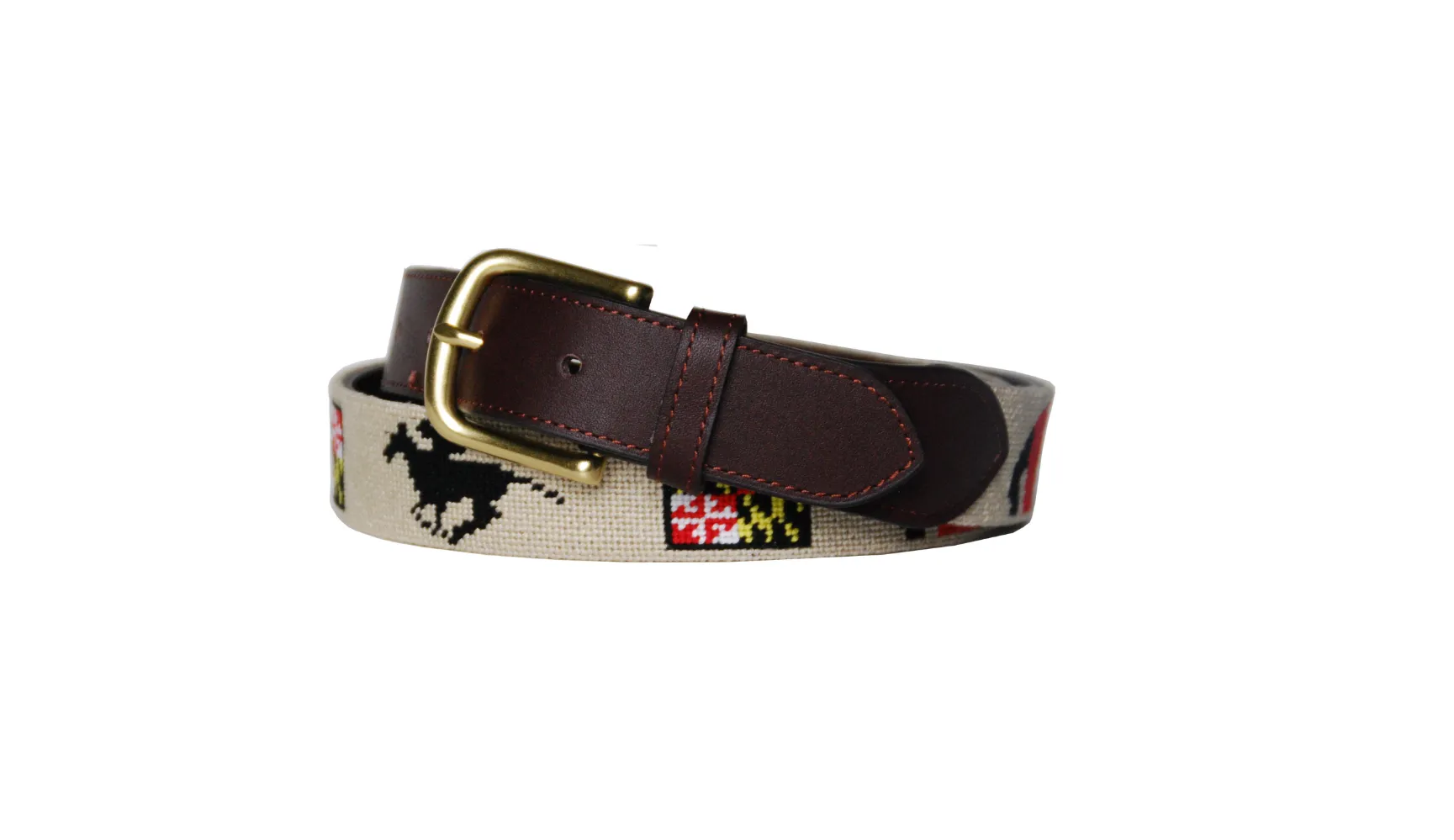 Maryland horse Jockey Needlepoint Belt