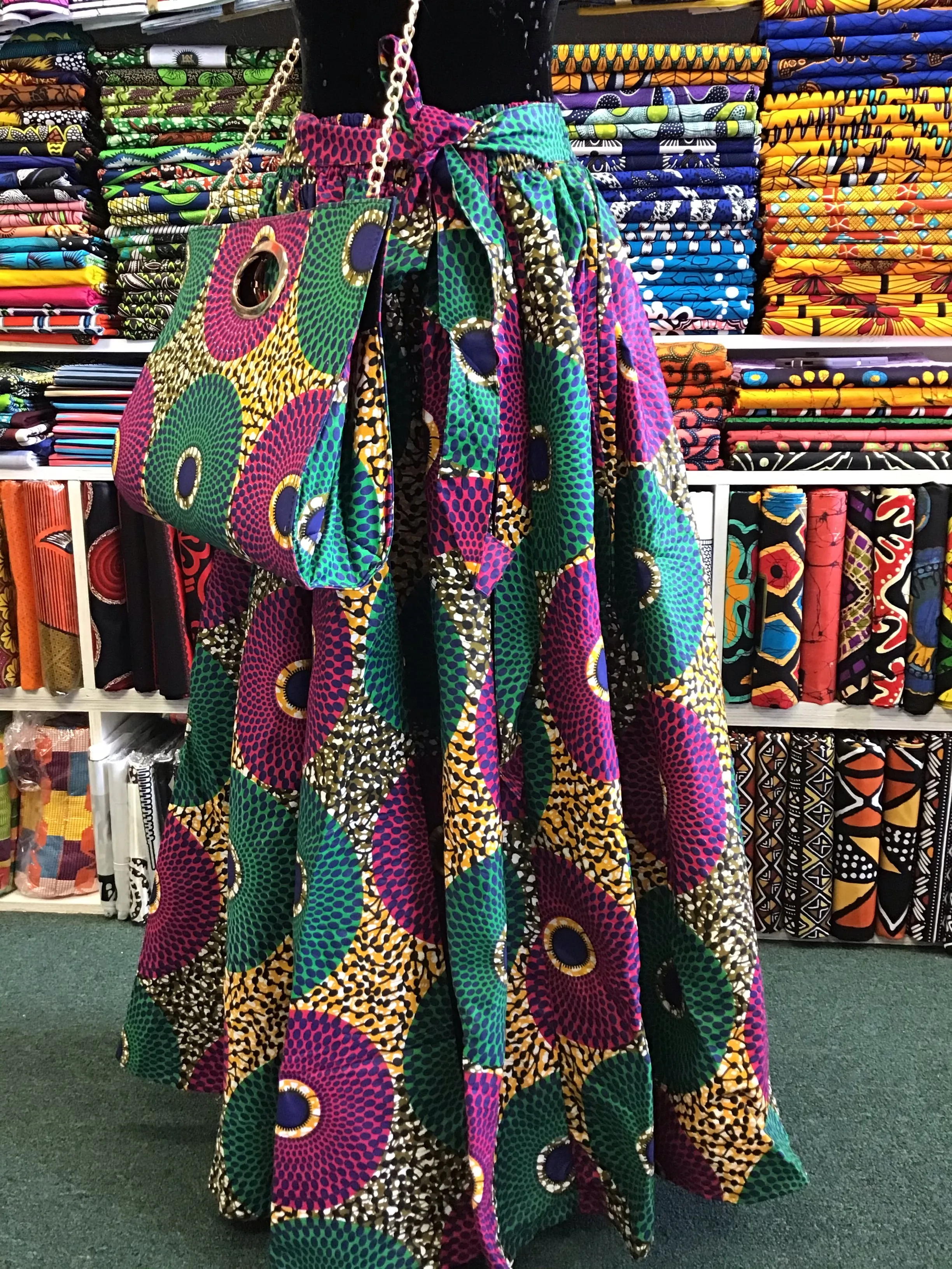 Maxi skirt-8 panel and clutch bag set