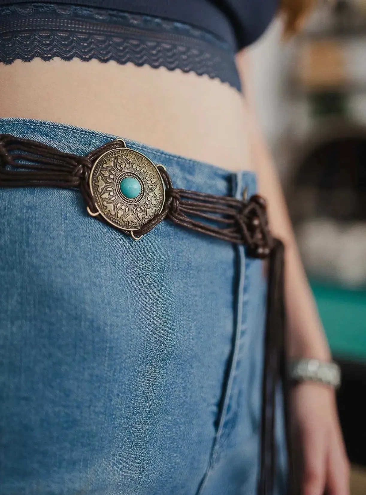 Medallion Macrame Belt Boho-Chic Style