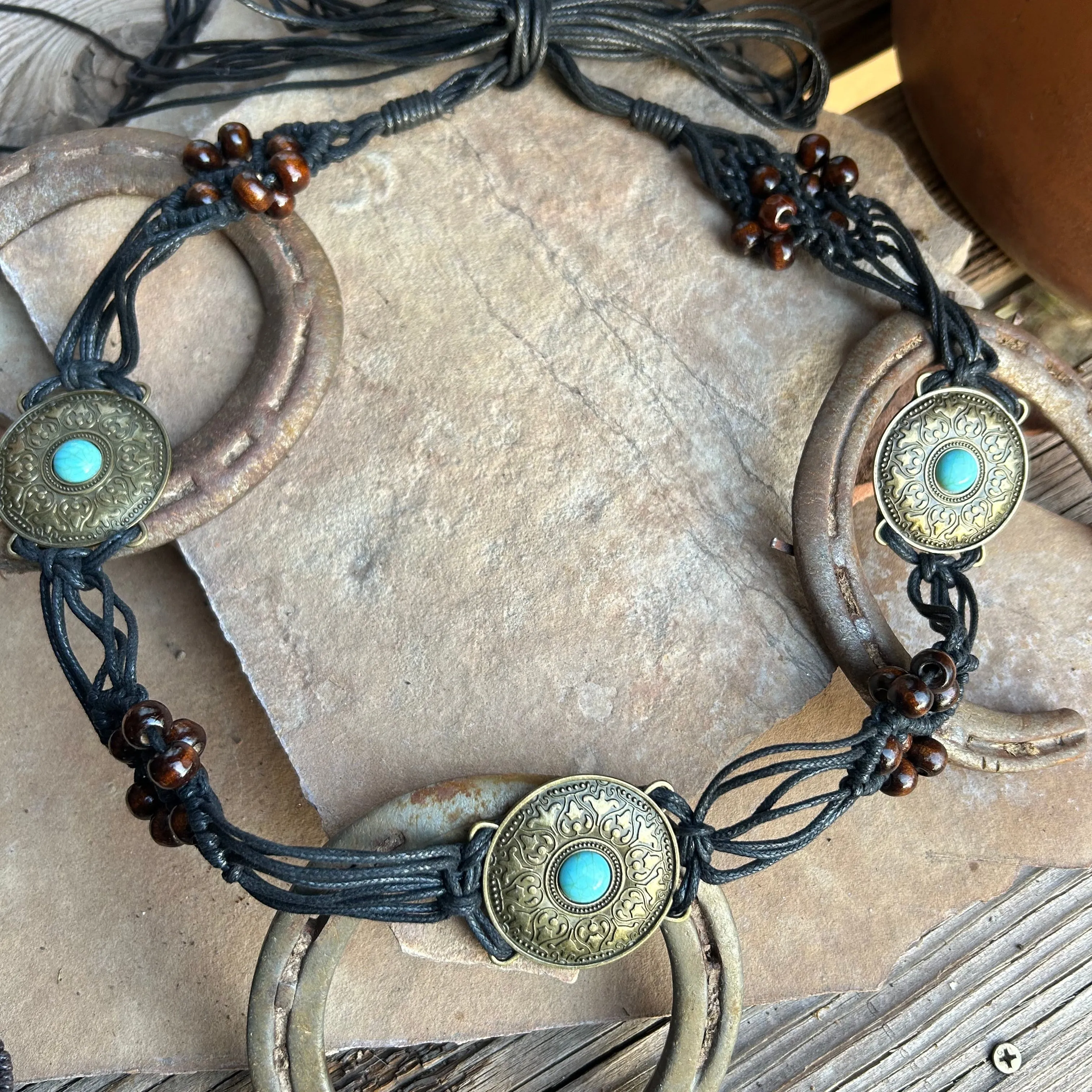 Medallion Macrame Belt Boho-Chic Style