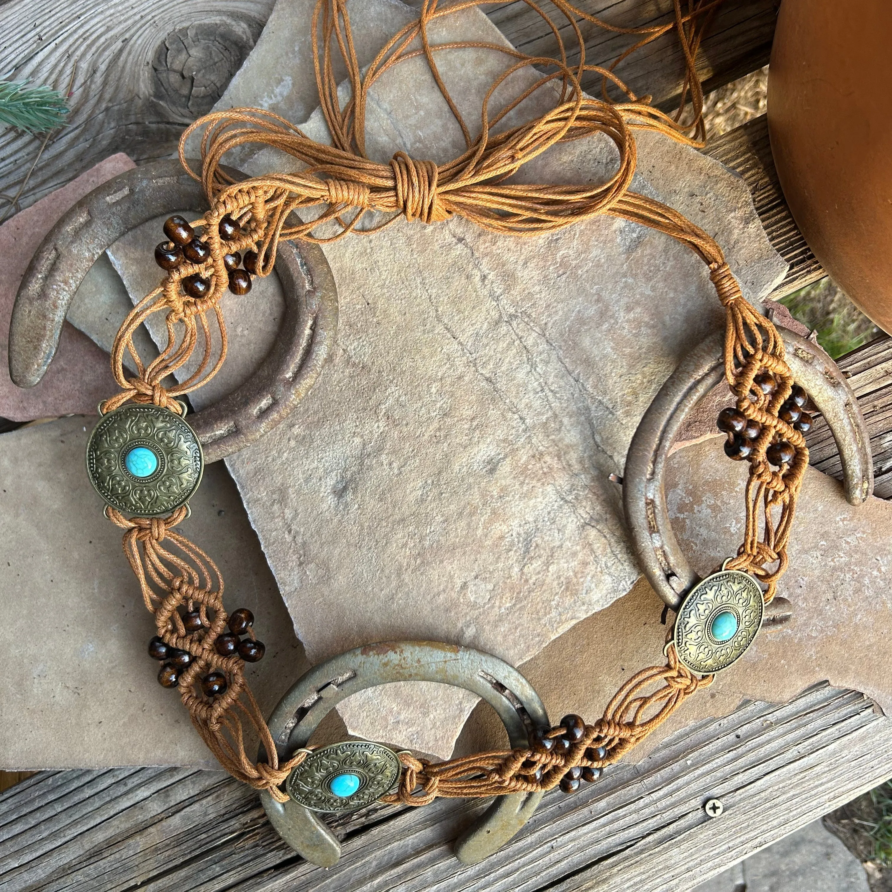 Medallion Macrame Belt Boho-Chic Style