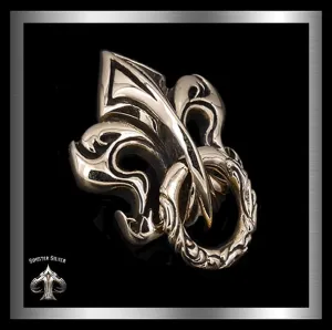 Medieval Fleur De Lis Wallet Chain Connector Concho Gold Brass