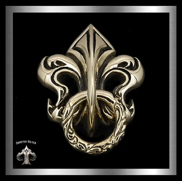 Medieval Fleur De Lis Wallet Chain Connector Concho Gold Brass