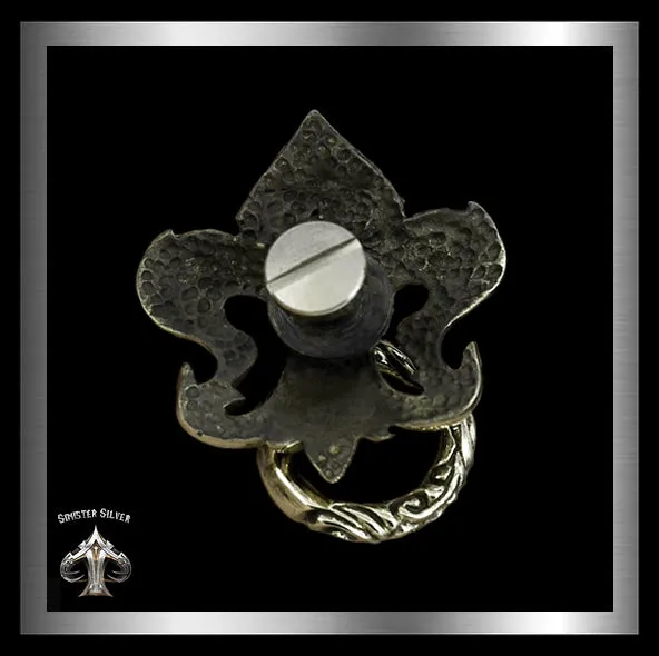 Medieval Fleur De Lis Wallet Chain Connector Concho Gold Brass