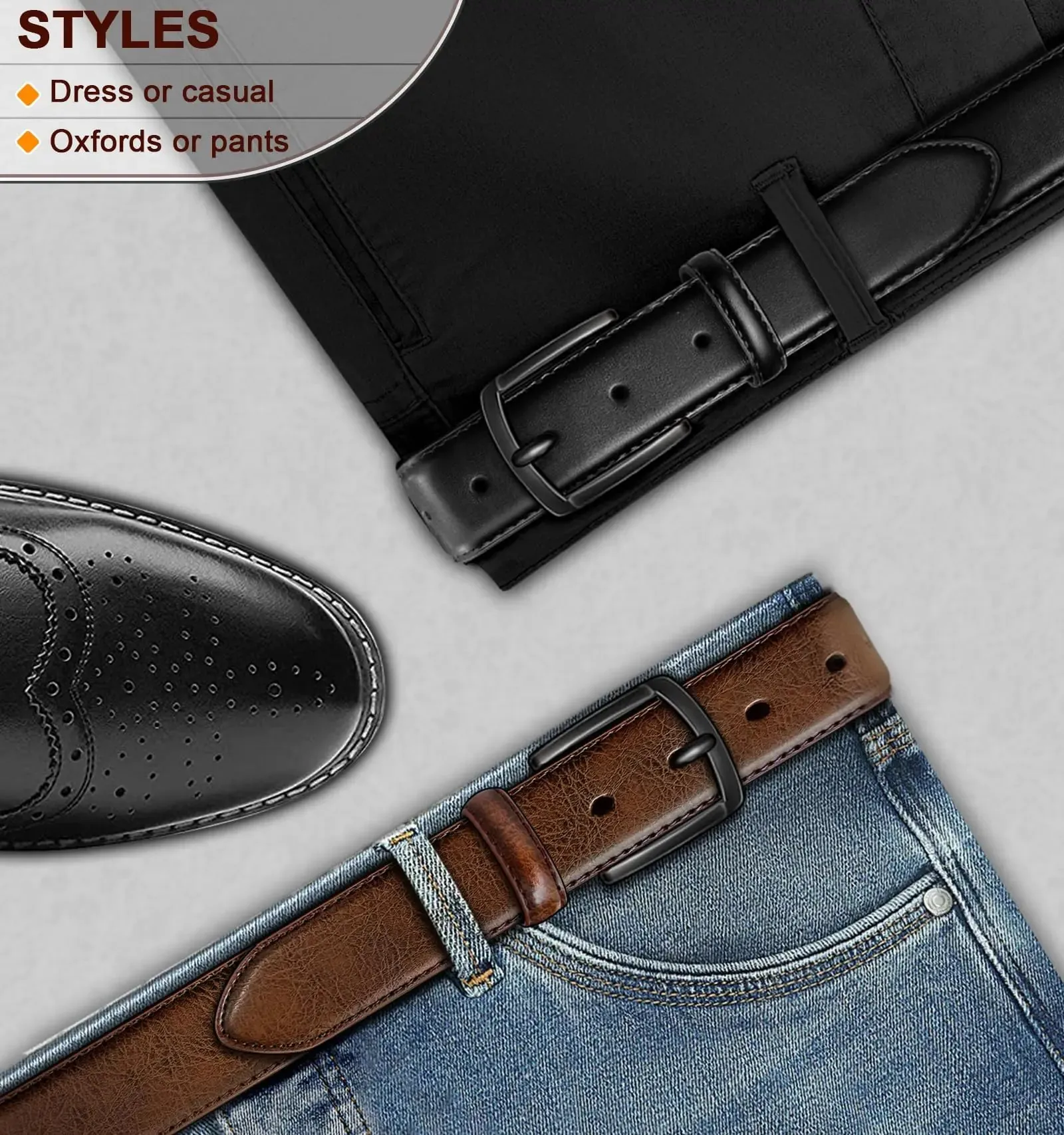 Men Belt 2Pack – Genuine Leather Belt