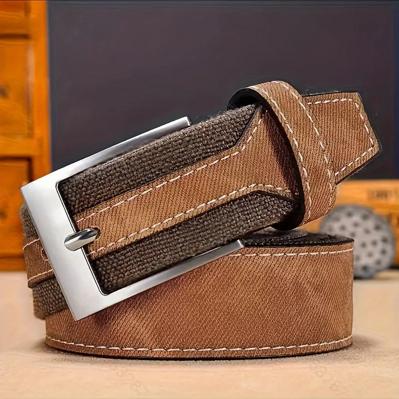 Men's Casual Canvas Belts with Smooth Alloy Buckle
