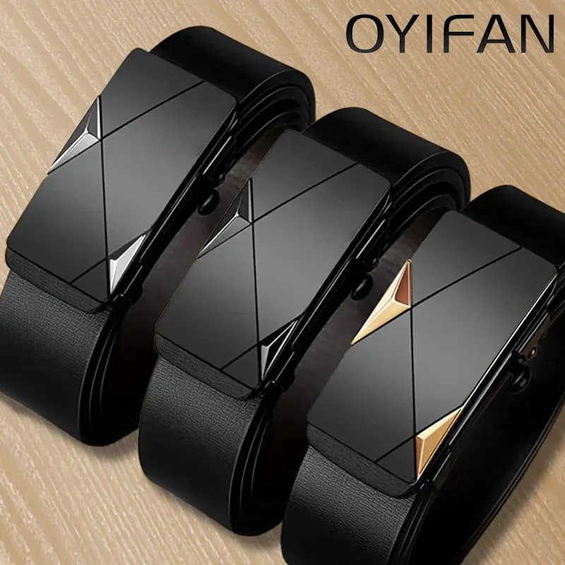 Men's Genuine Leather Belt - Automatic Ratchet Buckle