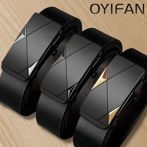 Men's Genuine Leather Belt - Automatic Ratchet Buckle