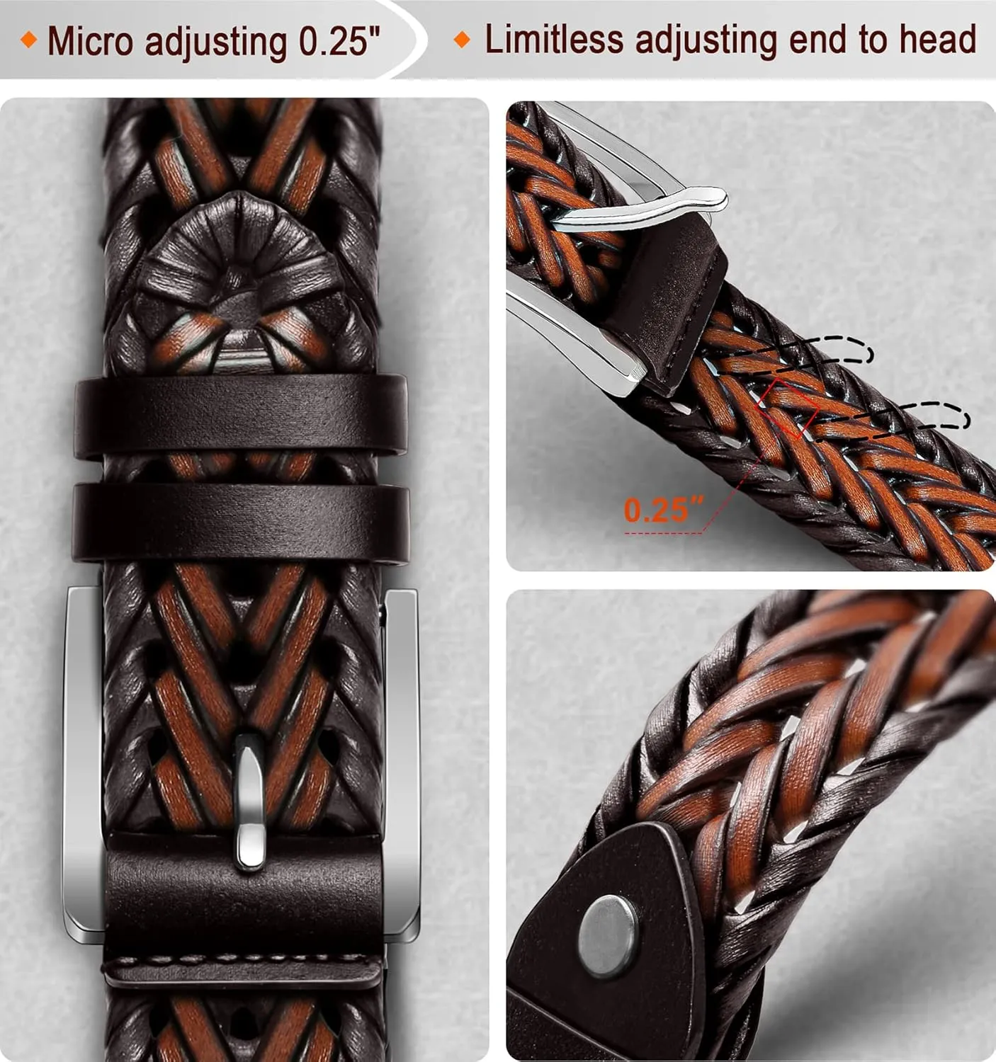 Men's Leather Woven Braided Belts