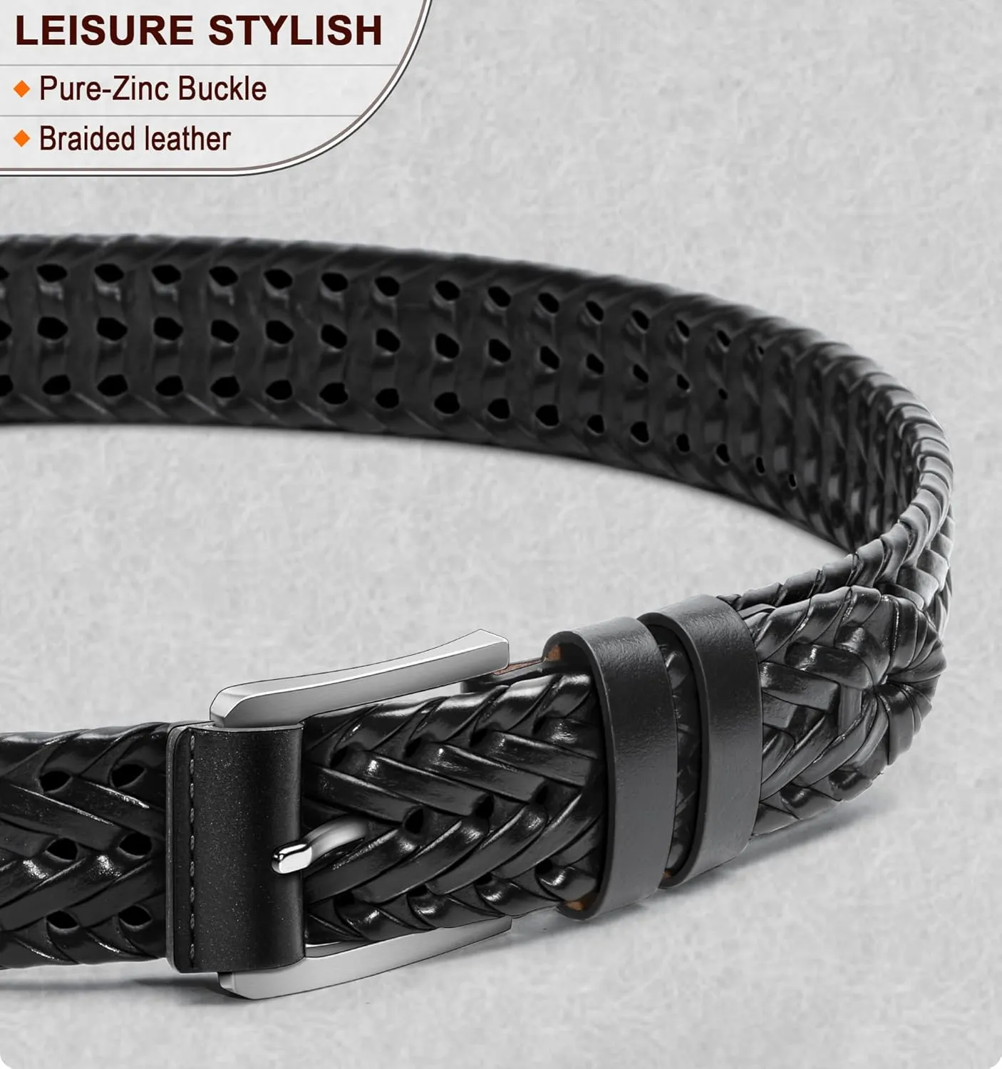 Men's Leather Woven Braided Belts