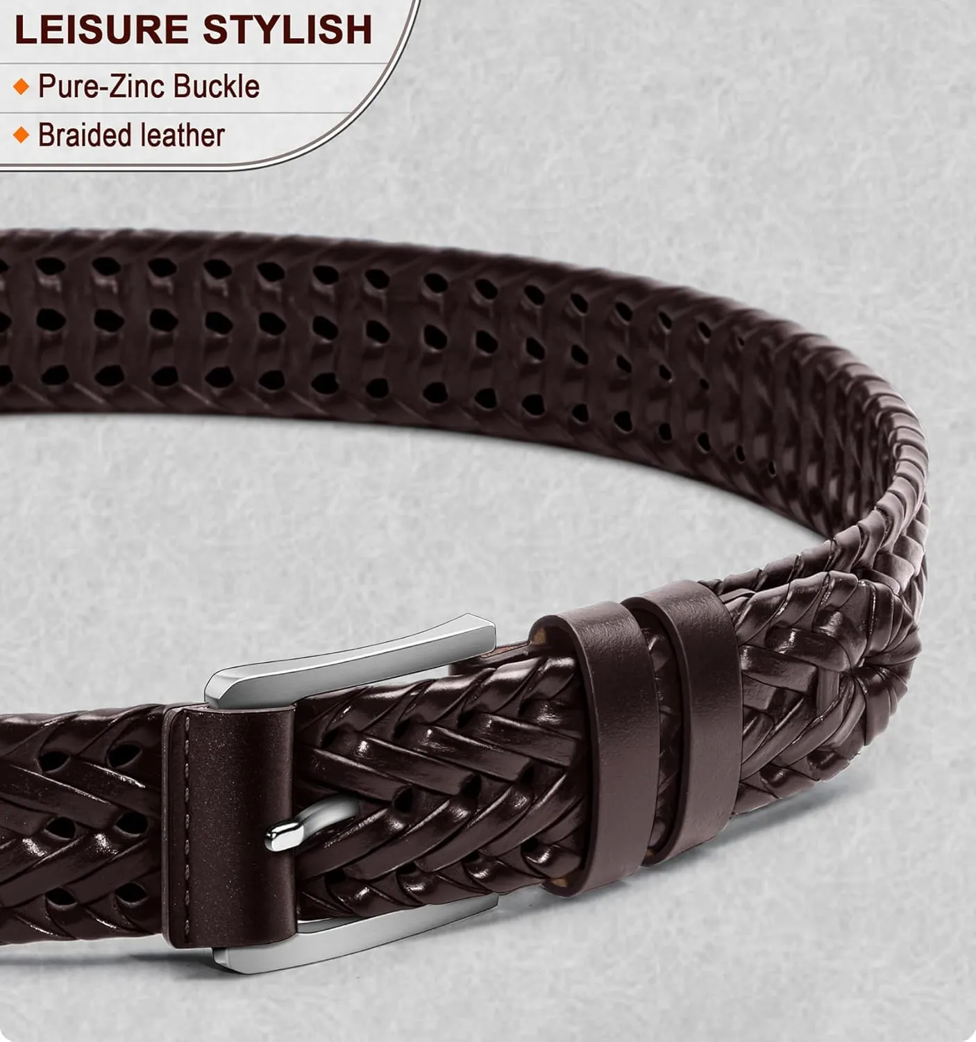 Men's Leather Woven Braided Belts