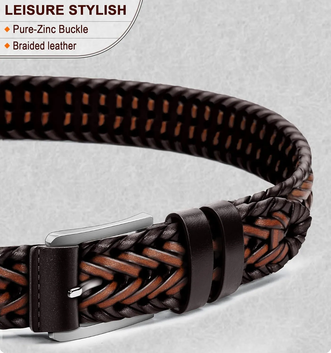 Men's Leather Woven Braided Belts