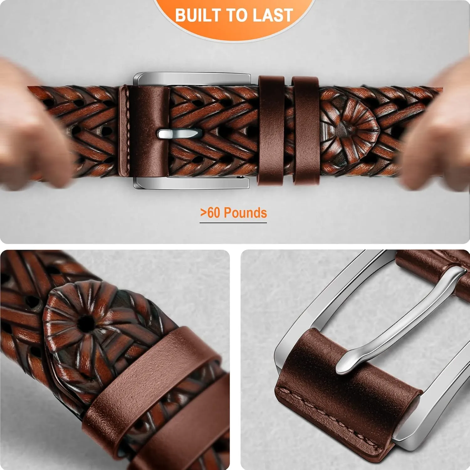 Men's Leather Woven Braided Belts