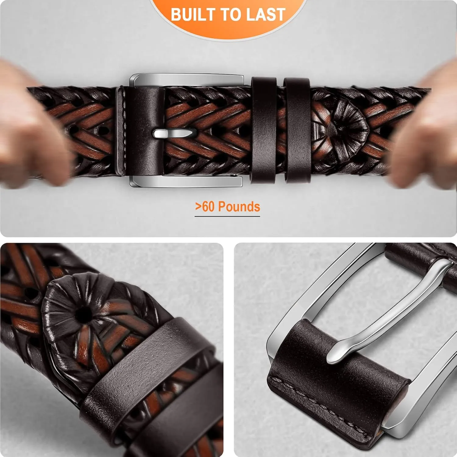 Men's Leather Woven Braided Belts