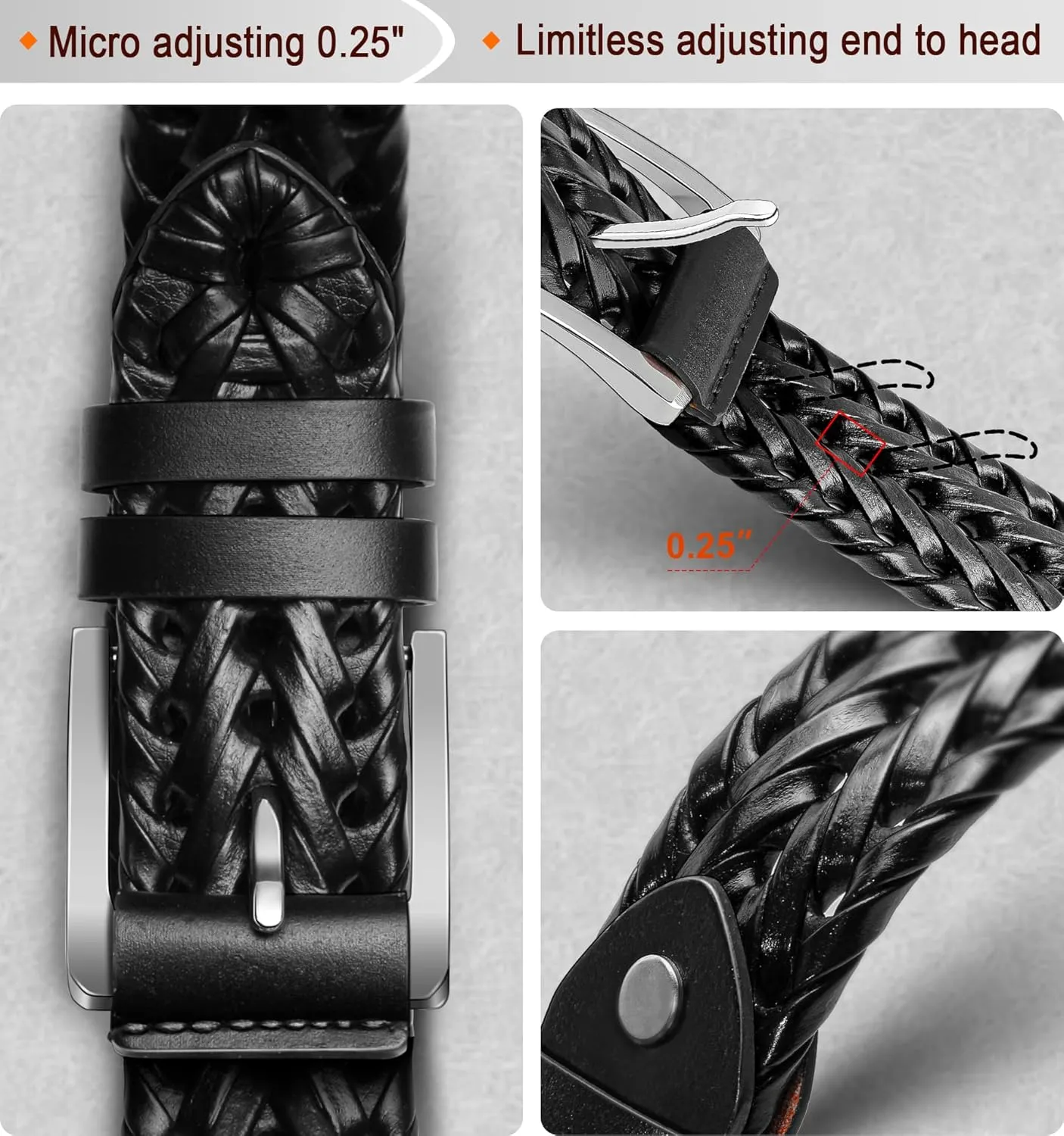 Men's Leather Woven Braided Belts