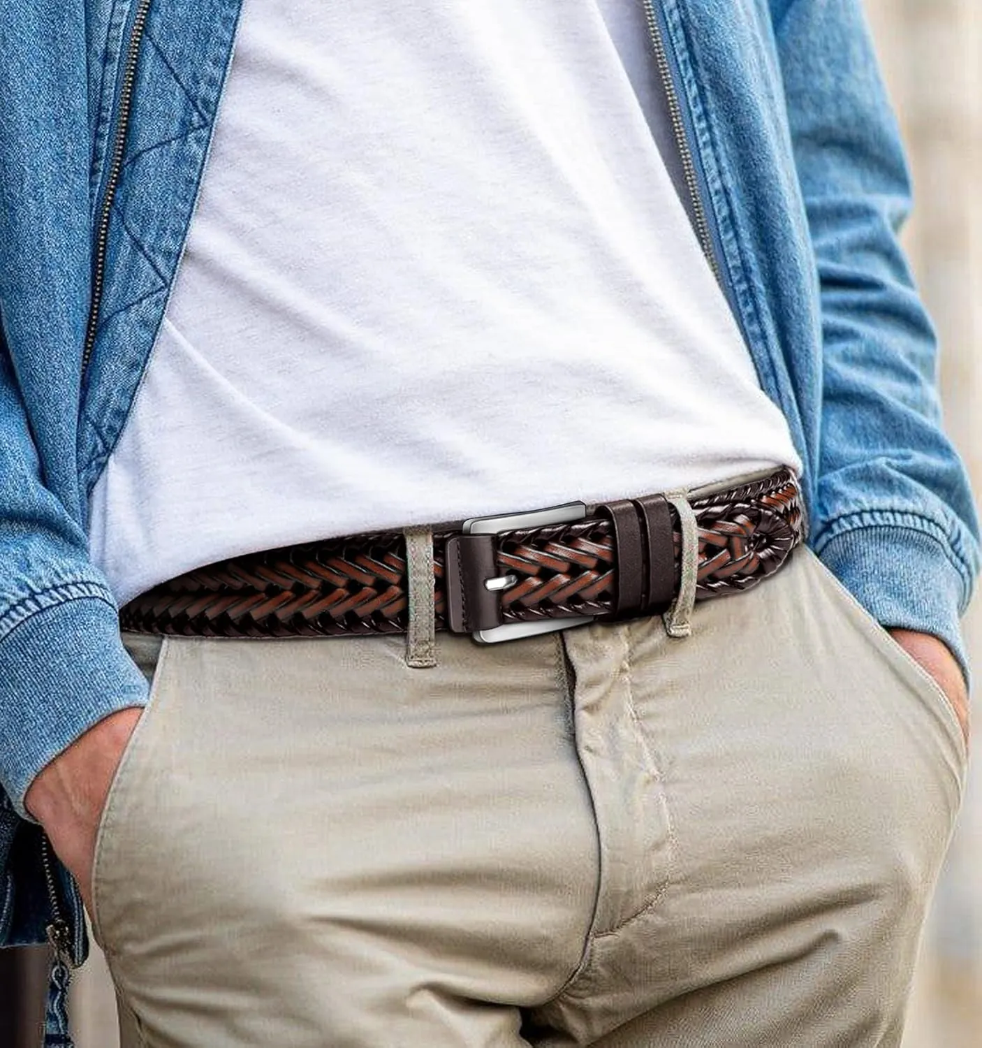 Men's Leather Woven Braided Belts