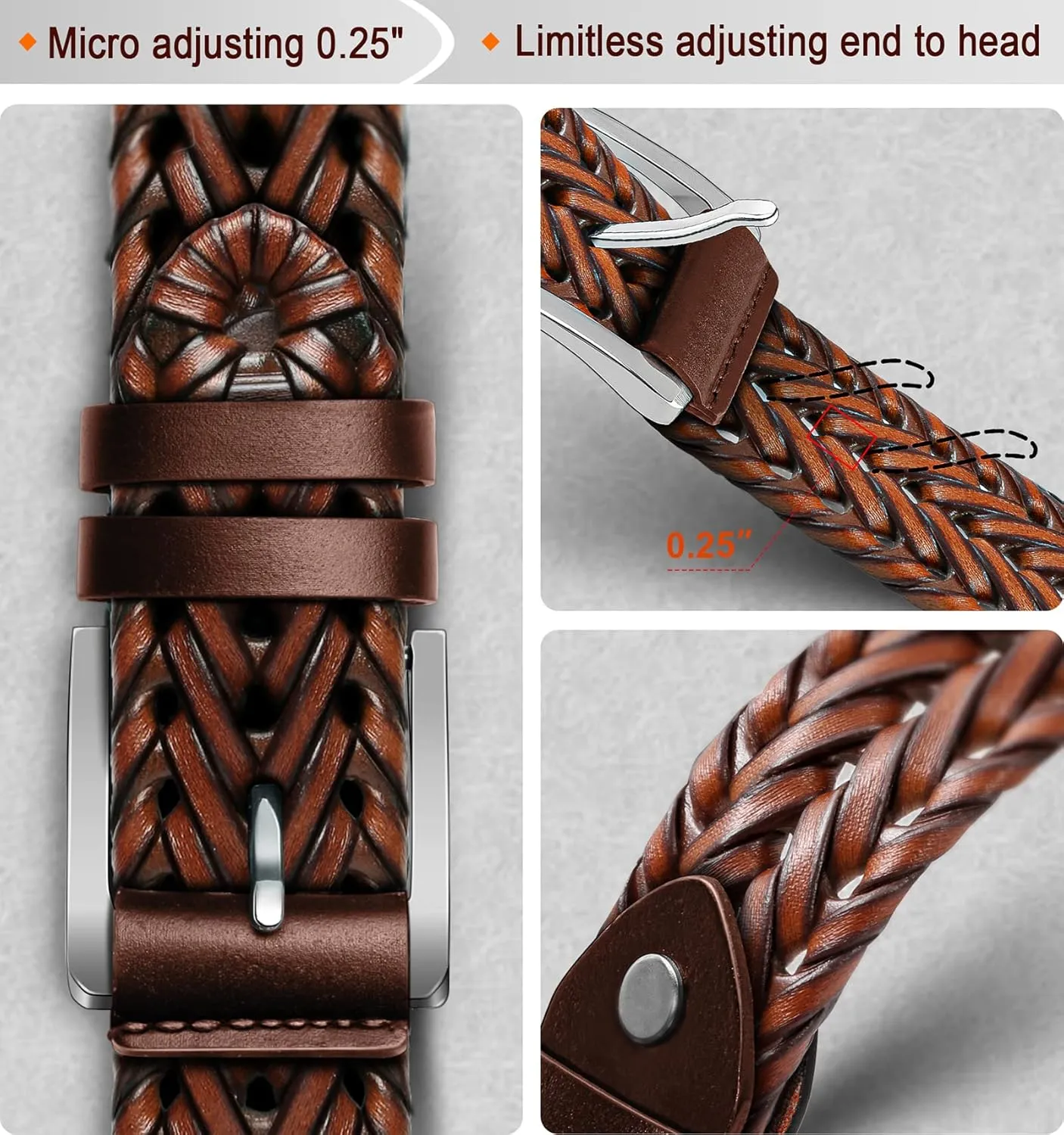 Men's Leather Woven Braided Belts