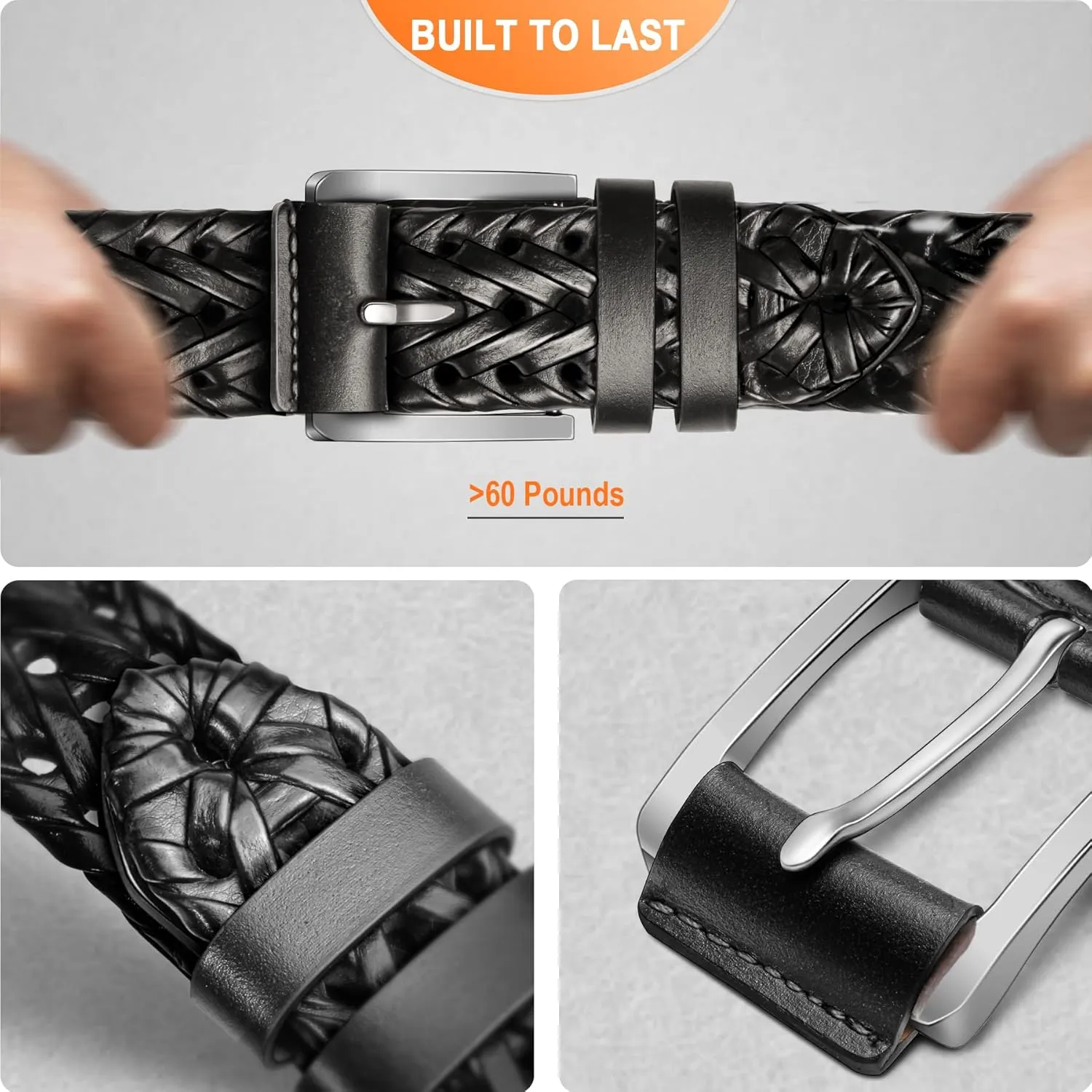 Men's Leather Woven Braided Belts