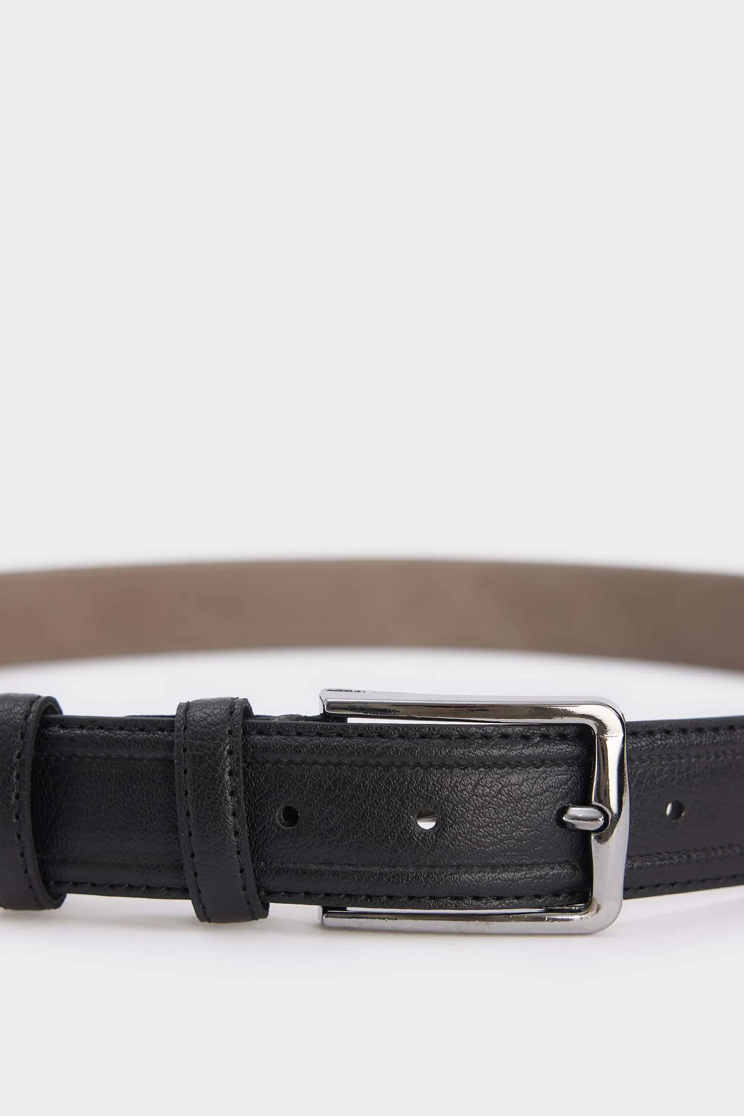 Mens Rectangular Buckle Faux Leather Daily Belt