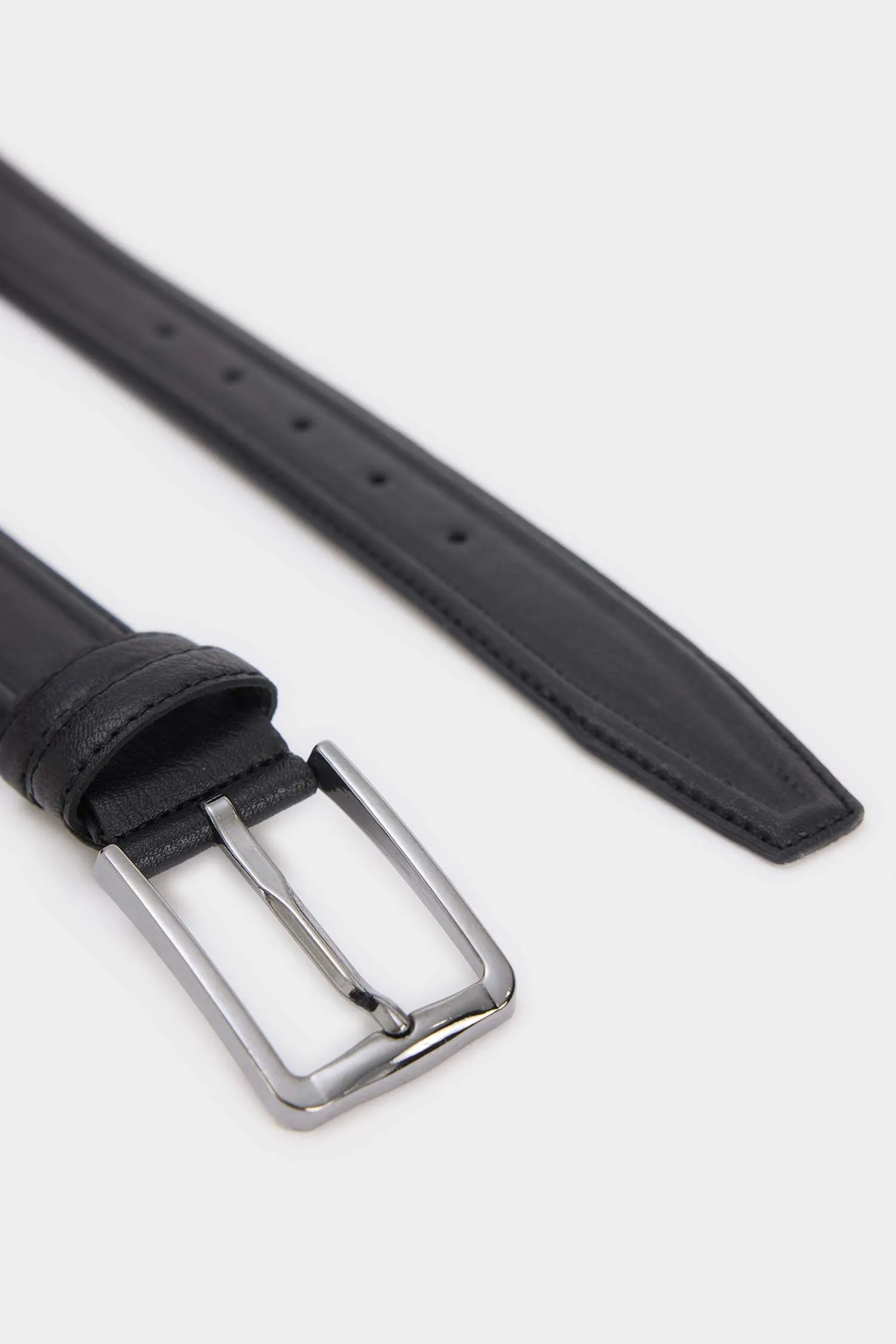 Mens Rectangular Buckle Faux Leather Daily Belt