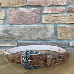 Men’s Rock’Em Honey Cow Hide Concho Belt