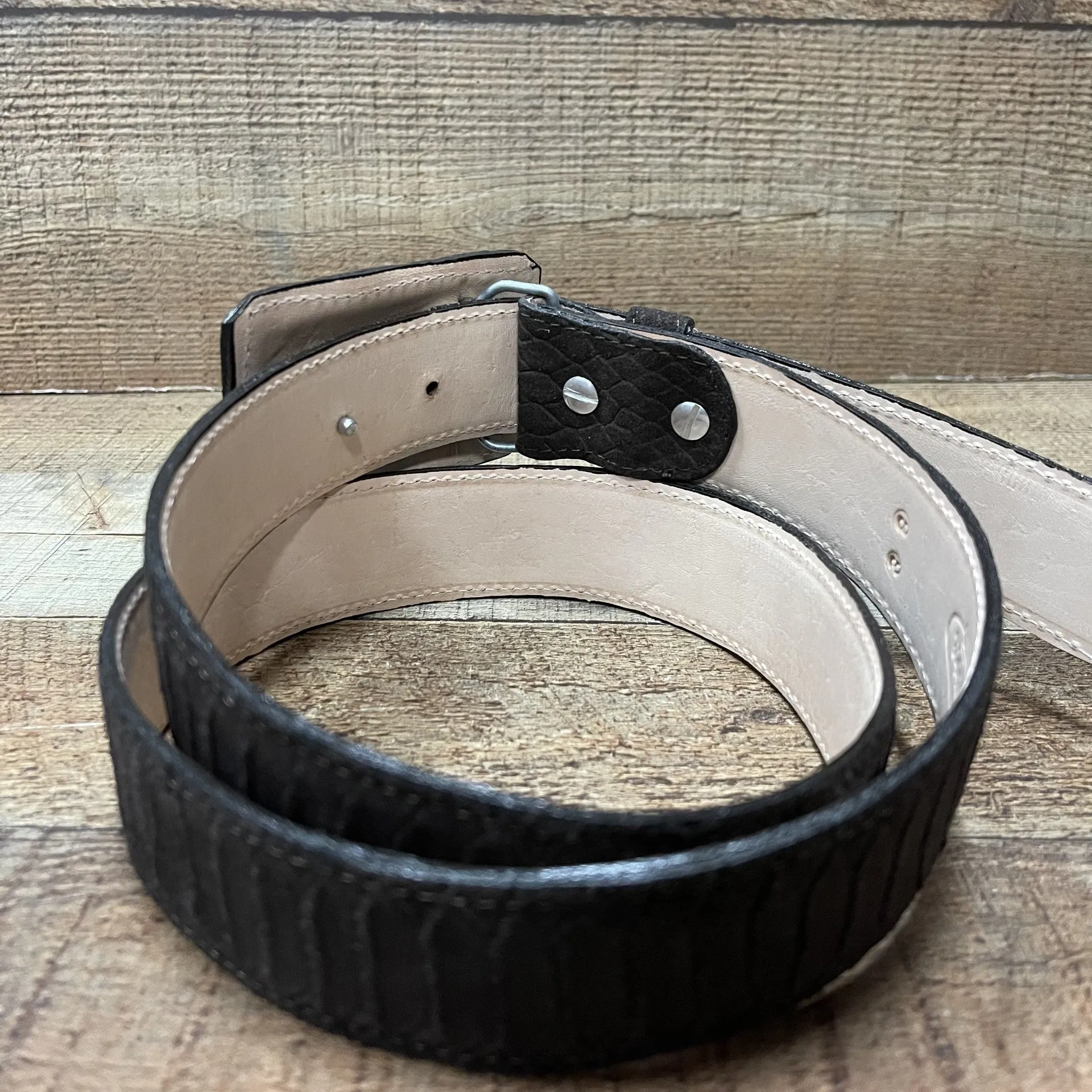 Men's Western Cowboy Genuine Leather Python Print Belt Cinto Imprenta Piton