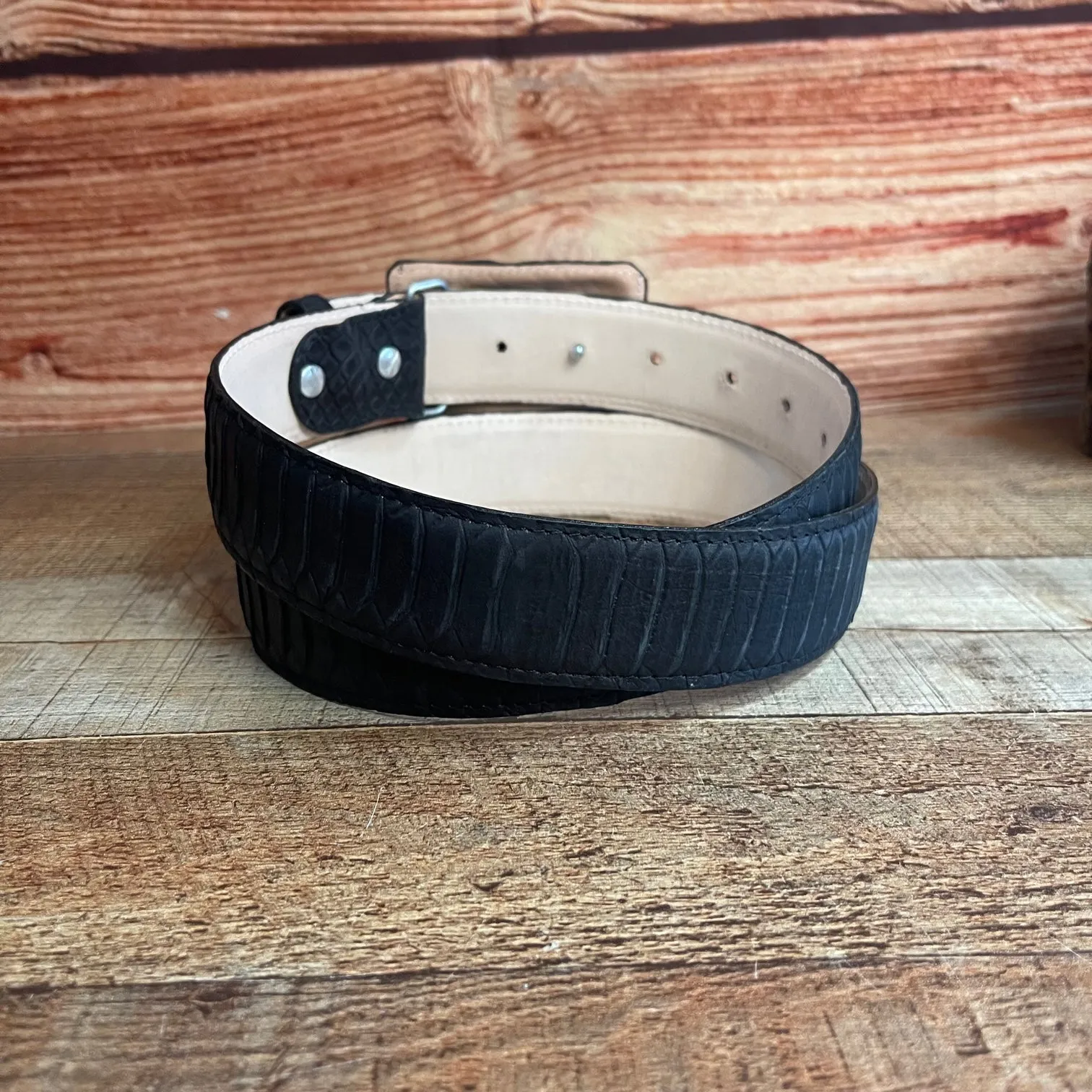 Men's Western Cowboy Genuine Leather Python Print Belt Cinto Imprenta Piton