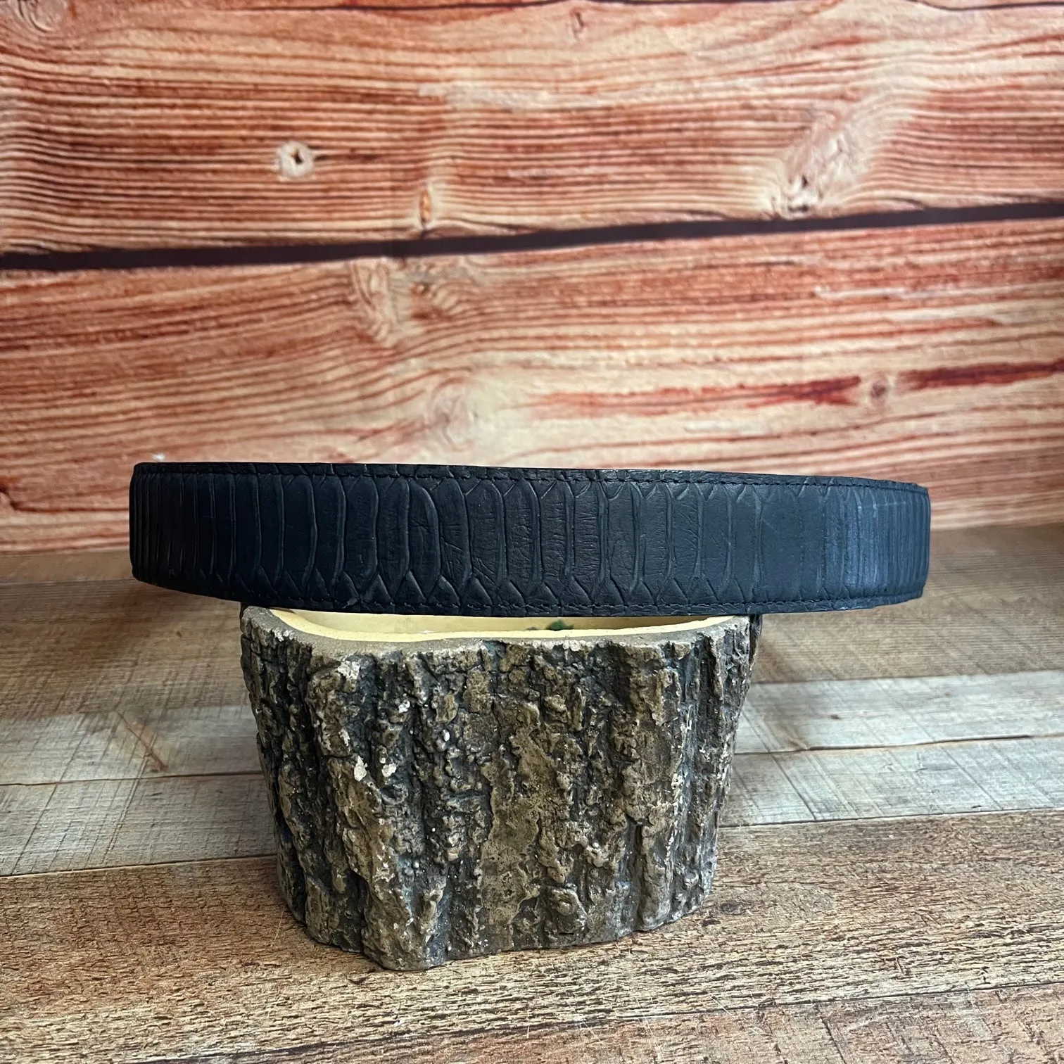 Men's Western Cowboy Genuine Leather Python Print Belt Cinto Imprenta Piton