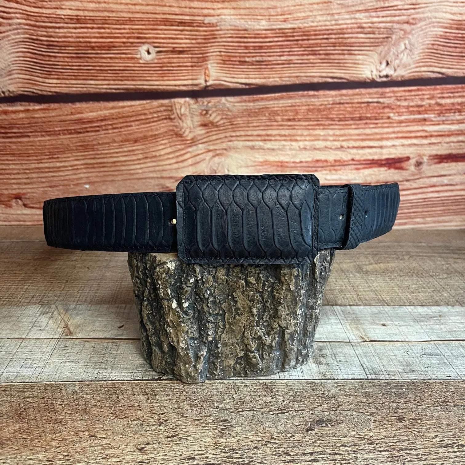 Men's Western Cowboy Genuine Leather Python Print Belt Cinto Imprenta Piton