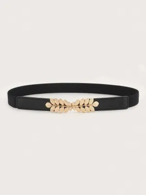 Metal Leaf Decor Belt - Black