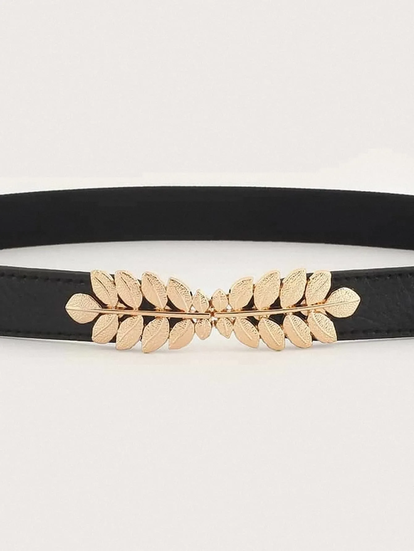 Metal Leaf Decor Belt - Black