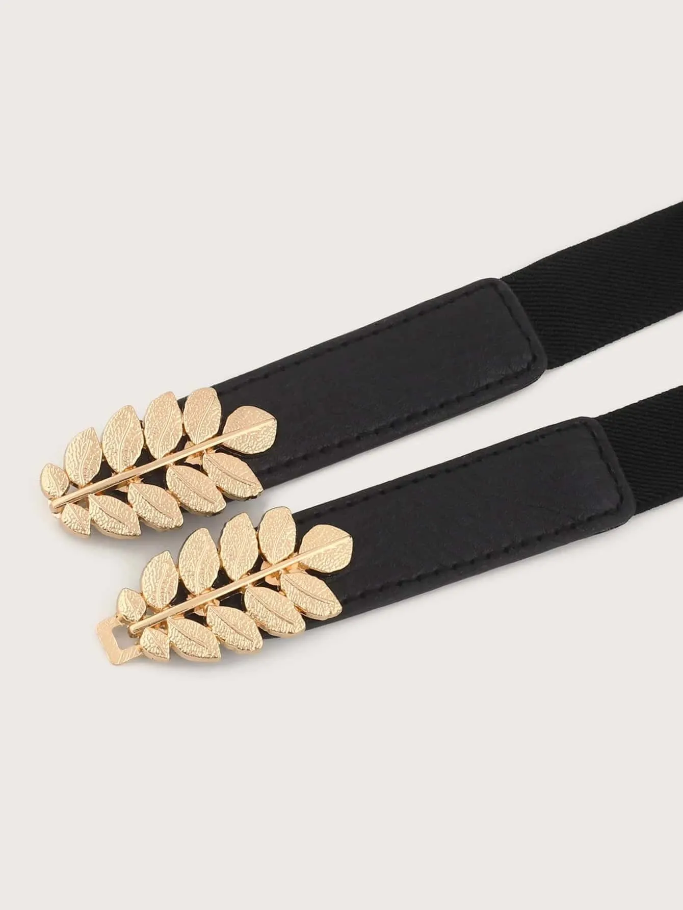 Metal Leaf Decor Belt - Black