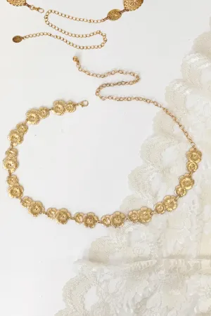 Metallic Floral Chain Belt